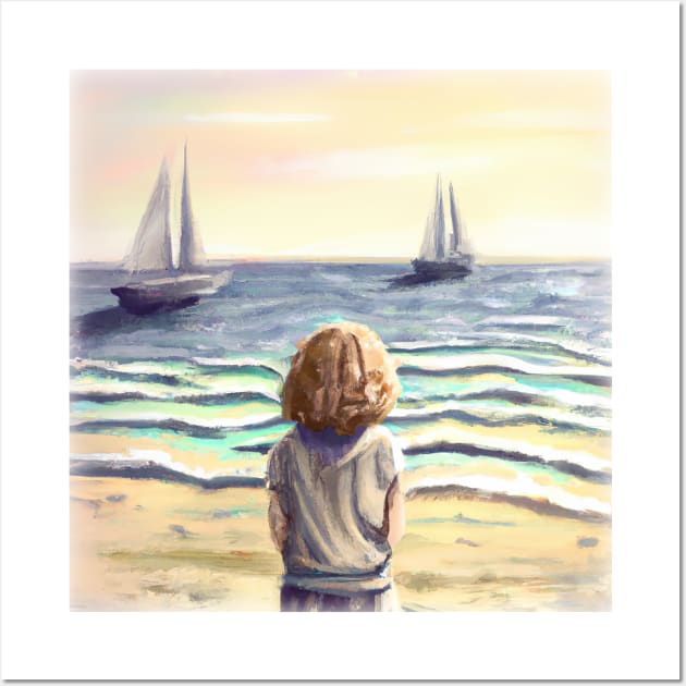 Little girl by the sea Wall Art by valsevent